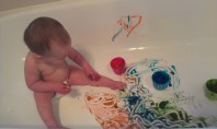Playing with Bathtub paint